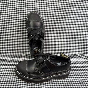 Dr Martens 1461 Tech Made in England Black Leather Suede Strap Shoes UK 4 US 6